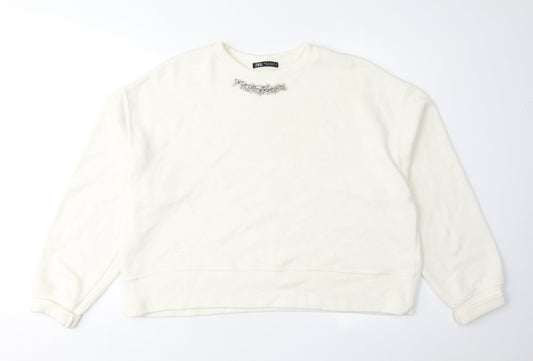 Zara Women's Ivory Pullover Sweatshirt Size 12