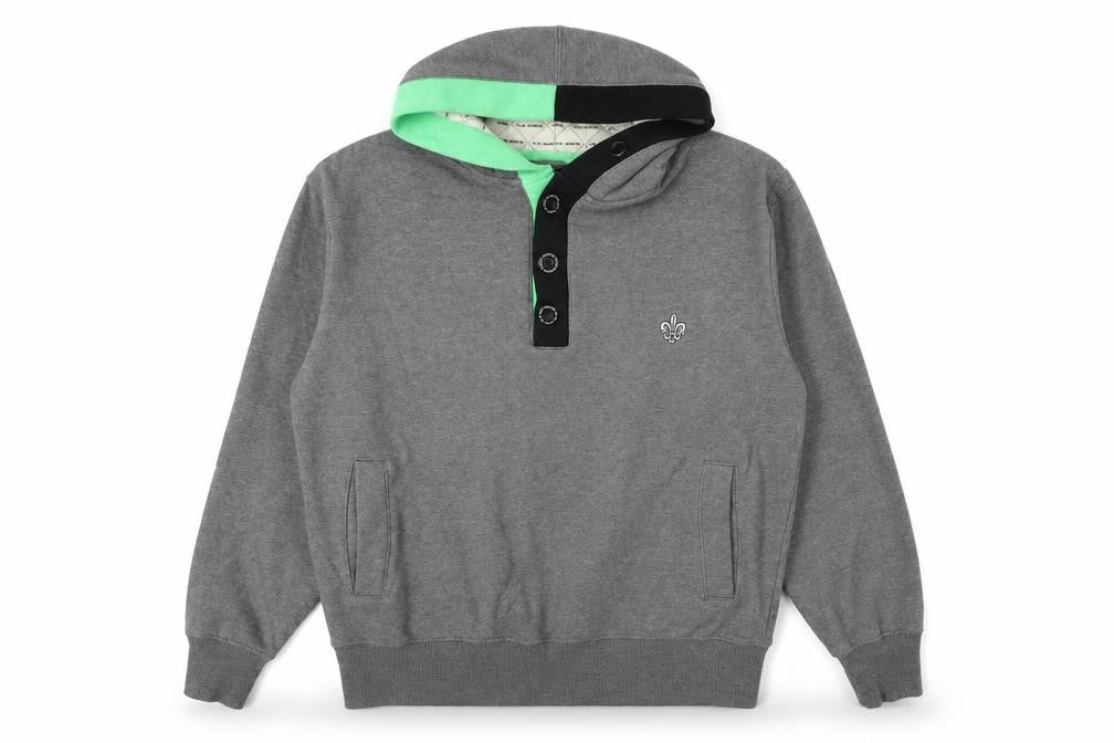 D-Issue Men's Grey Henley Hoodie S