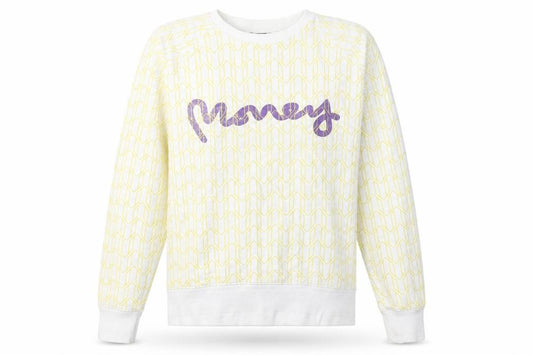 Money Unisex White L Pullover Sweatshirt - Logo Accent