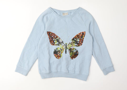 Next Girls Blue Butterfly Pullover Sweatshirt 10 Years