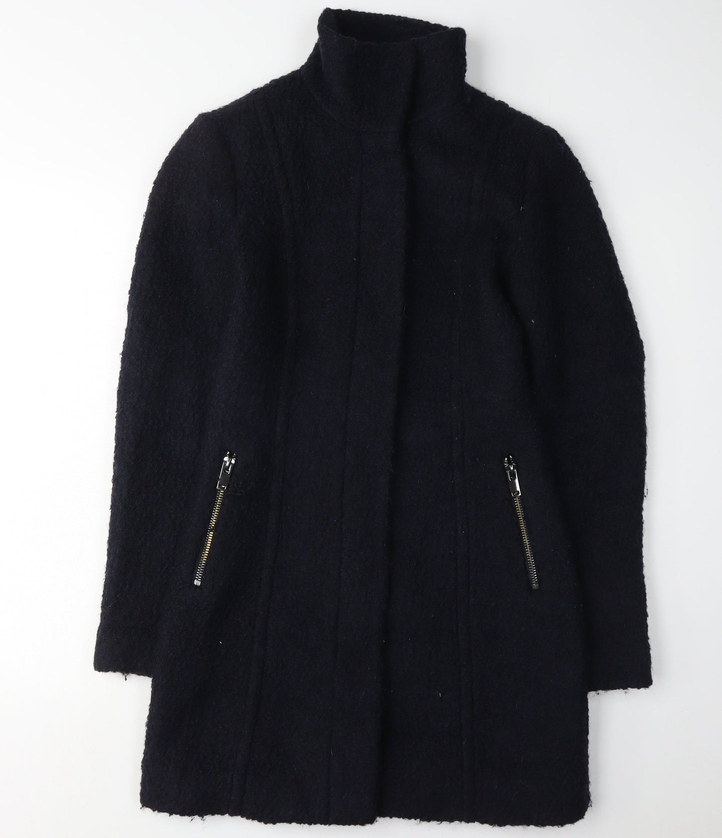 H&M Women's Black Mid-Length Wool Coat - Size 4