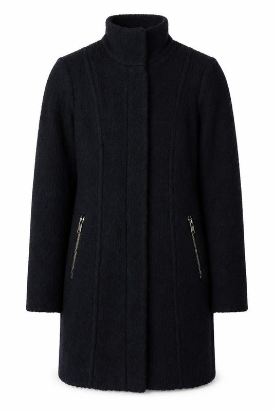 H&M Women's Black Mid-Length Wool Coat - Size 4