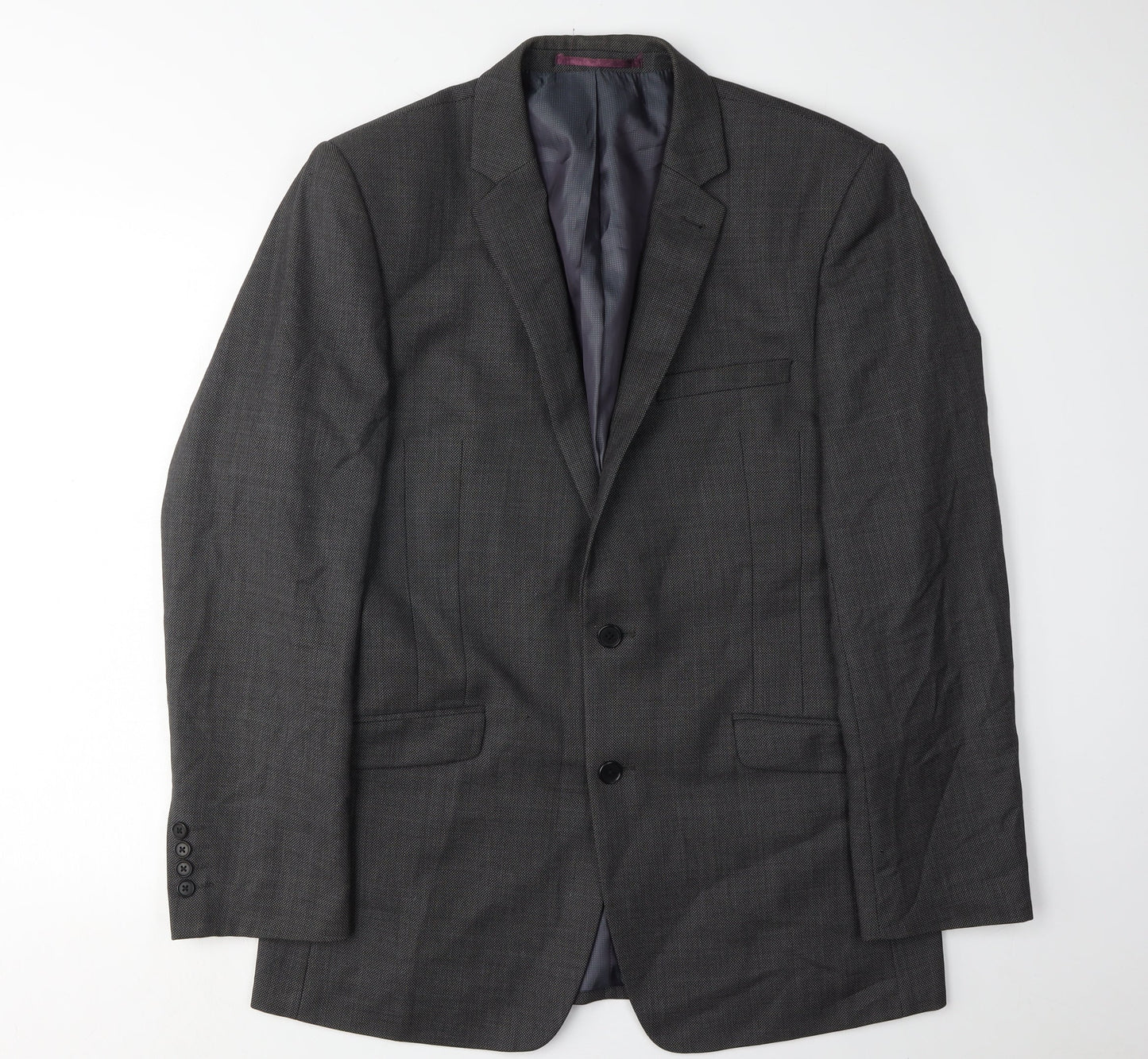 Next Men's Grey Blazer 40R Regular Fit Wool Formal