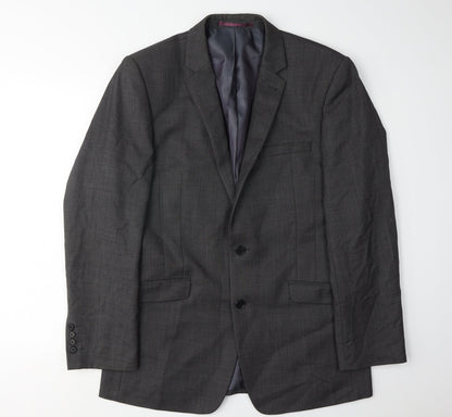 Next Men's Grey Blazer 40R Regular Fit Wool Formal