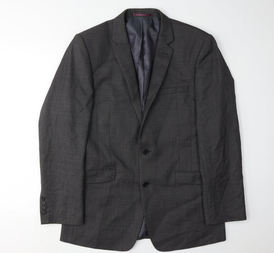 Next Men's Grey Blazer 40R Regular Fit Wool Formal