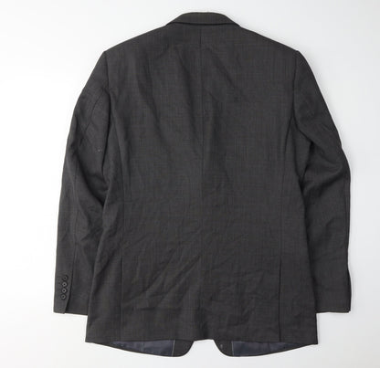 Next Men's Grey Blazer 40R Regular Fit Wool Formal