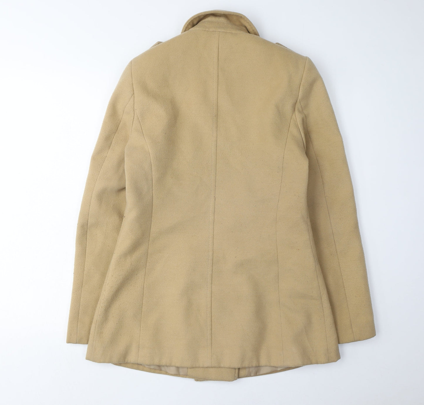 Next Women's Beige Wool Blend Pea Coat Size 10