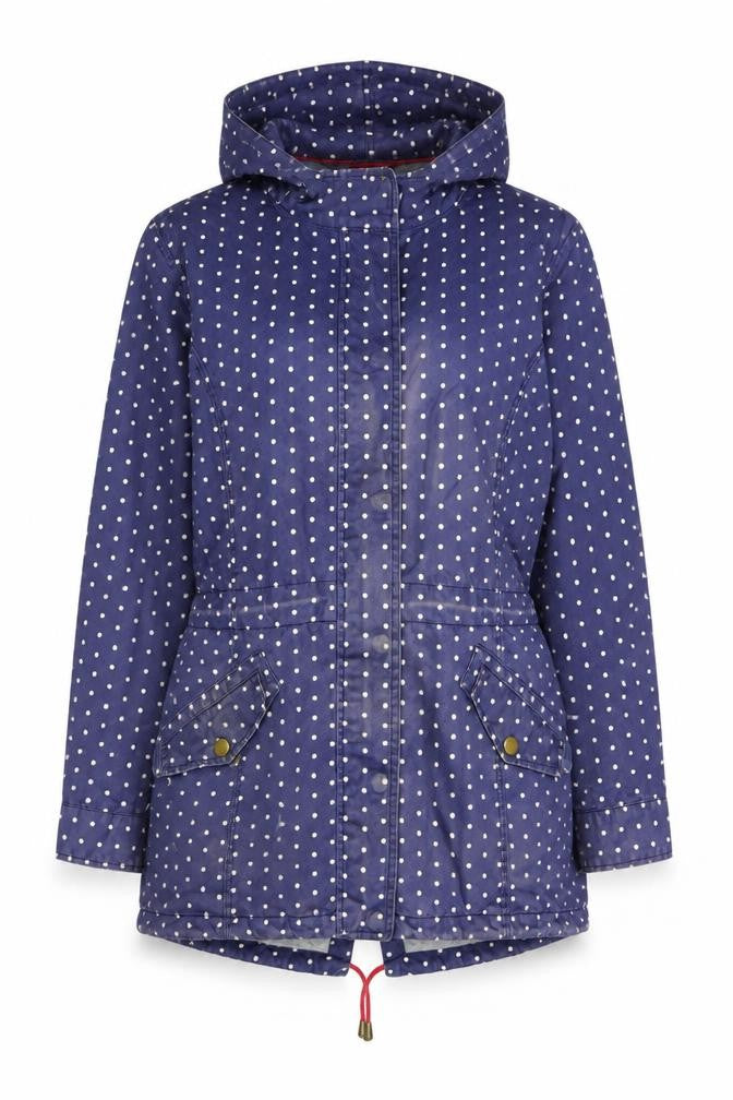 Laura Ashley Women's Blue Polka Dot Hooded Jacket