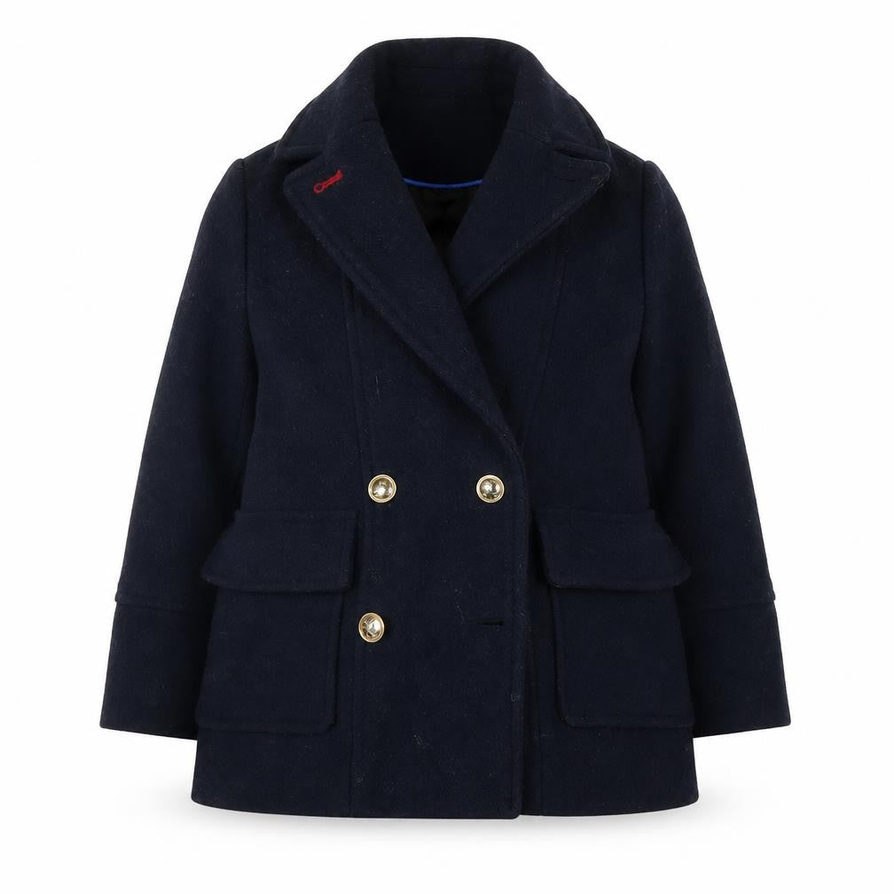 Zara Girls Navy Blue Wool Blend Pea Coat Size 6