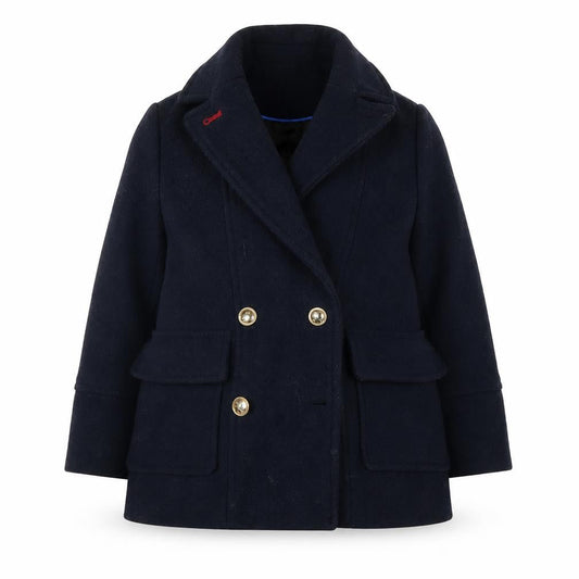 Zara Girls Navy Blue Wool Blend Pea Coat Size 6