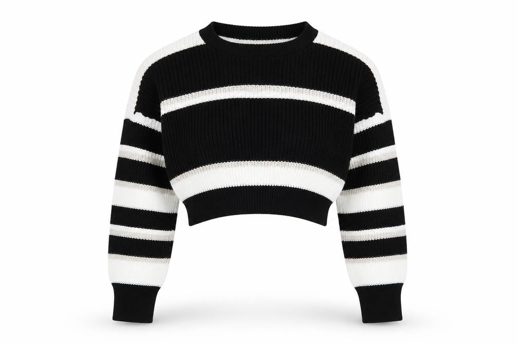 AX Paris Women's Black Striped Pullover Jumper