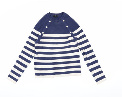 Additional front view of C&A Women's Blue Striped jumper, M