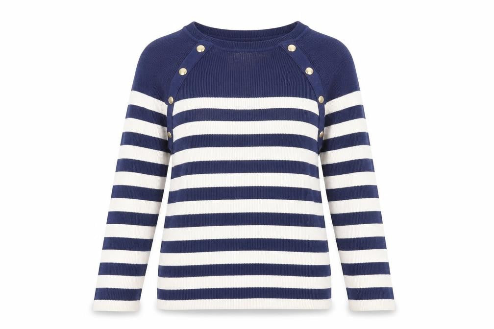 C&A Women's Blue Striped Pullover Jumper, M