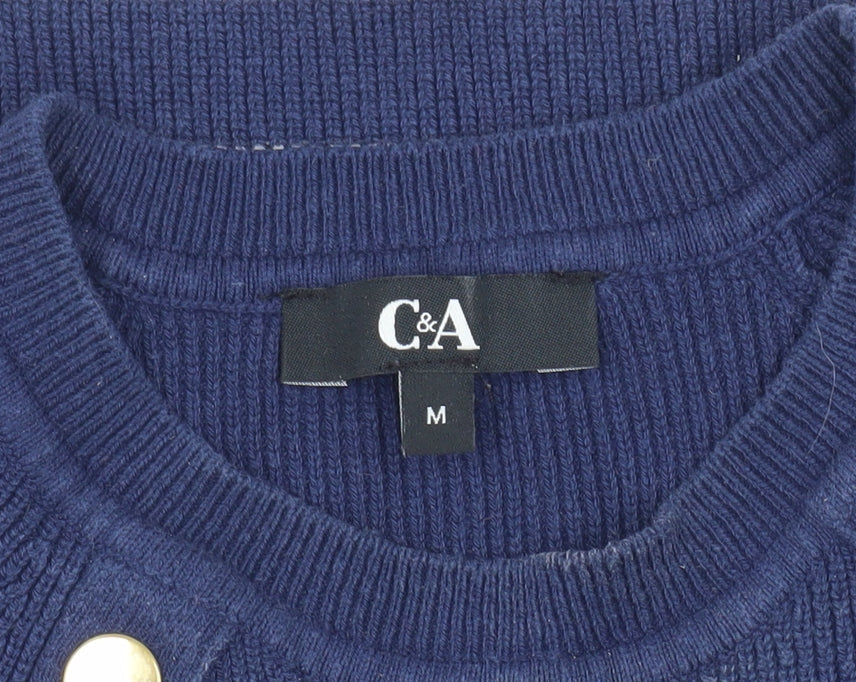 C&A Women's Blue Striped Pullover Jumper, M