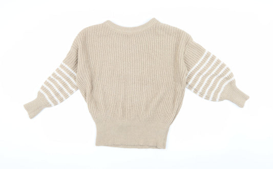 And/Or Women's Beige Chunky-Knit Pullover Jumper XS