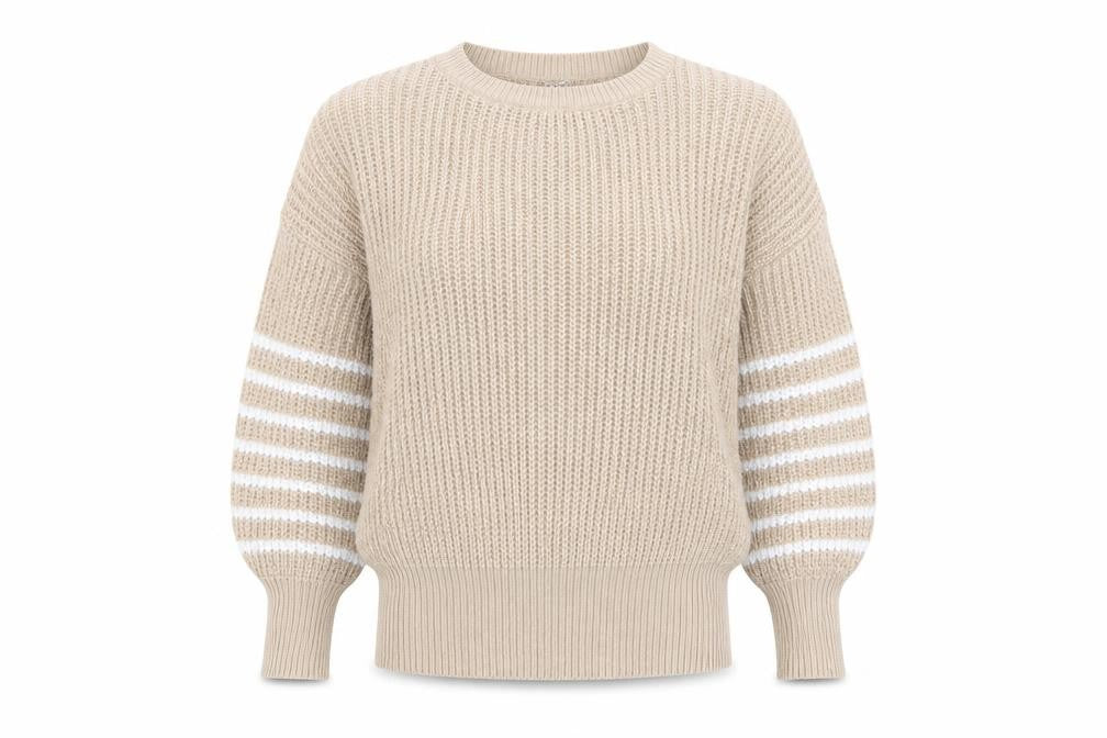 And/Or Women's Beige Chunky-Knit Pullover Jumper XS