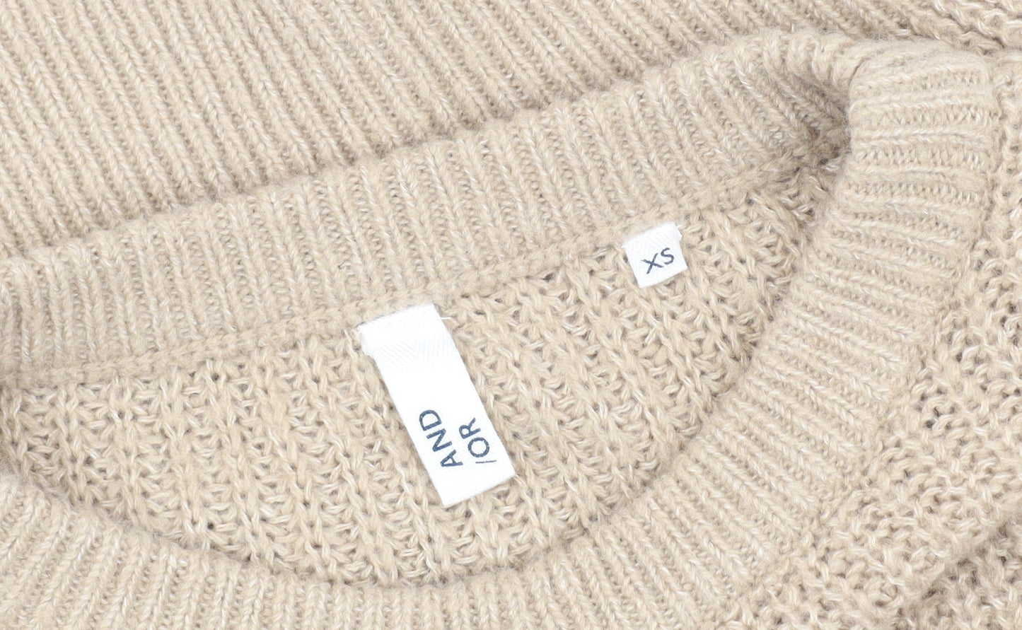 And/Or Women's Beige Chunky-Knit Pullover Jumper XS