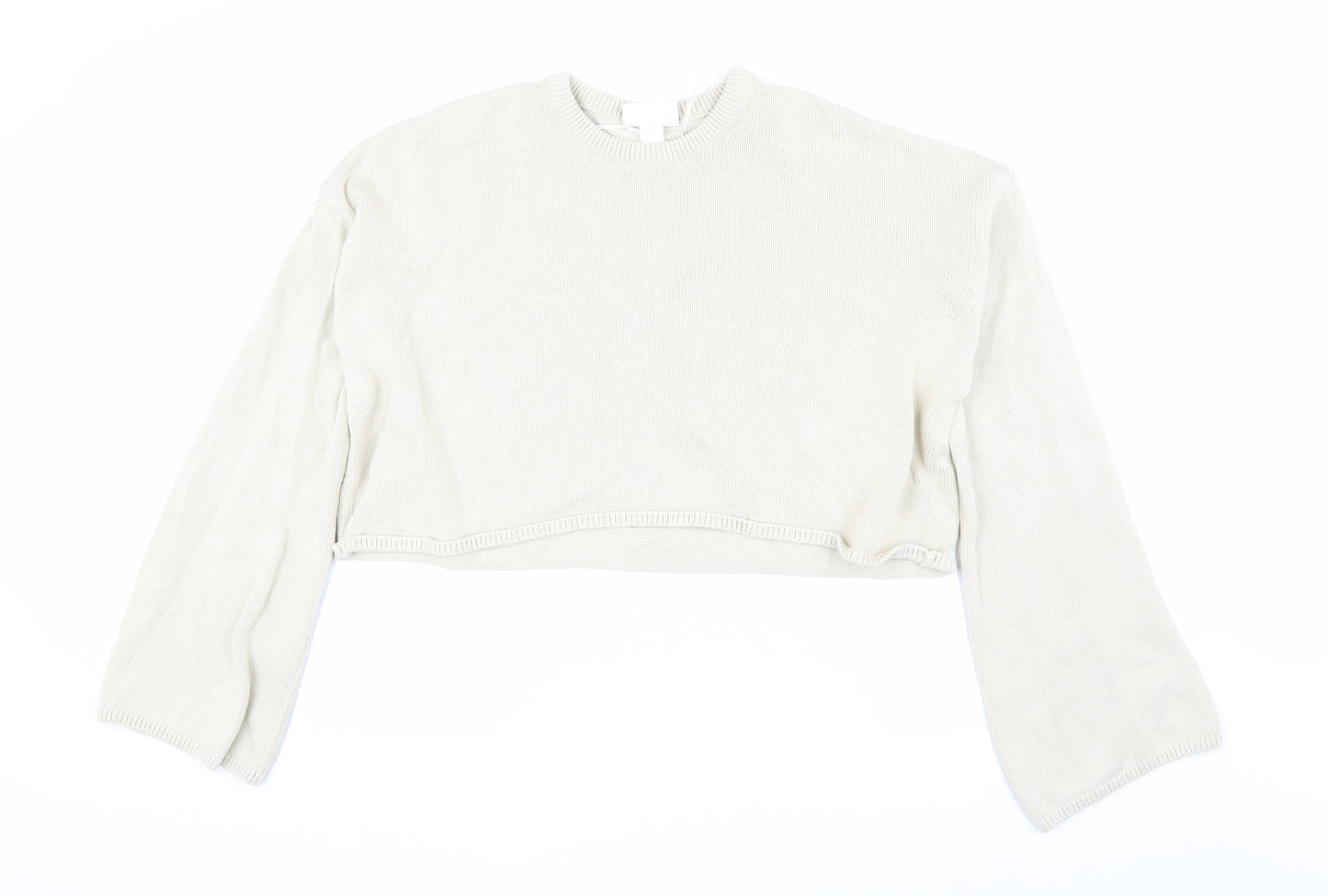 Monki Beige Crew Neck Pullover Jumper, Size L, Women's