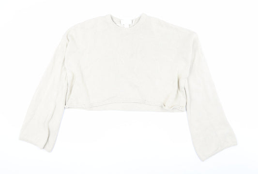 Monki Beige Crew Neck Pullover Jumper, Size L, Women's