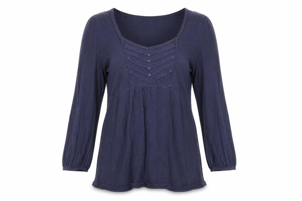 M&Co Women's Navy 3/4 Sleeve Top Size 10