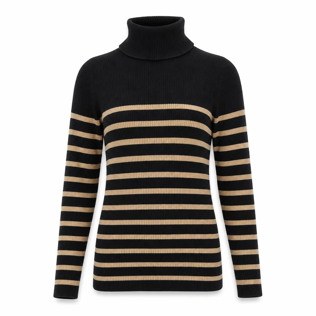 Next Women's Black Roll Neck Striped Jumper UK 8 Regular