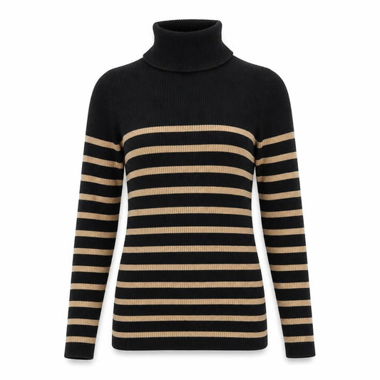 Next Women's Black Roll Neck Striped Jumper UK 8 Regular
