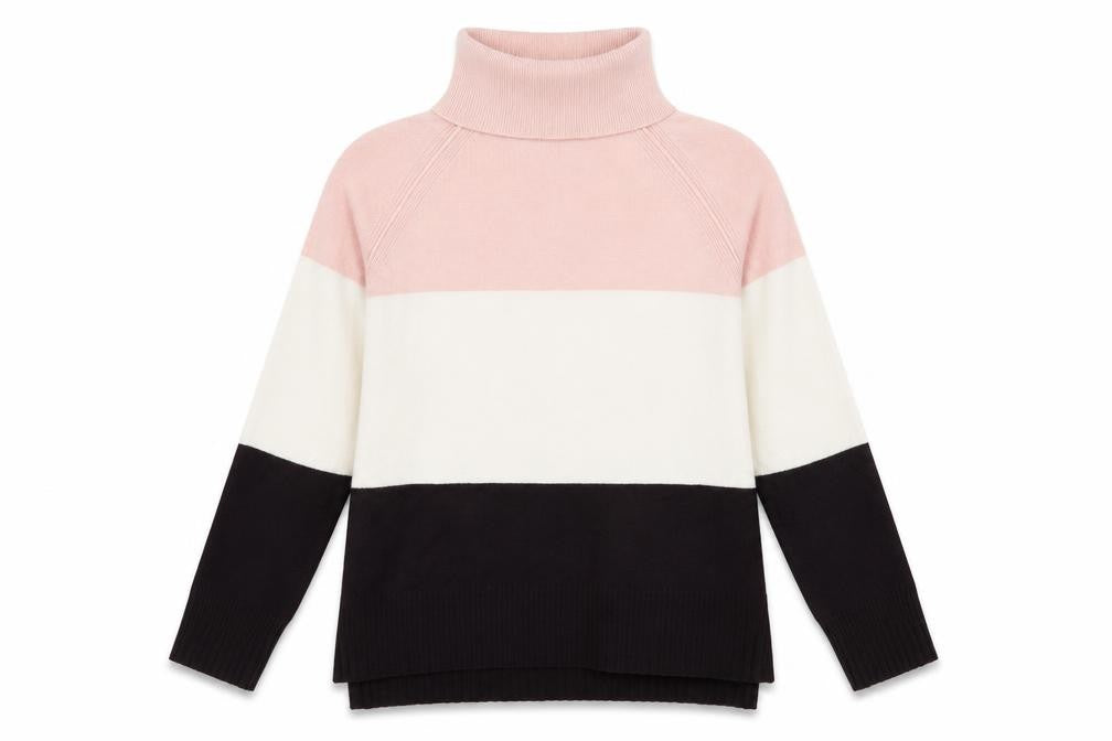M&Co Women's Multicoloured High Neck Pullover Jumper Size 14