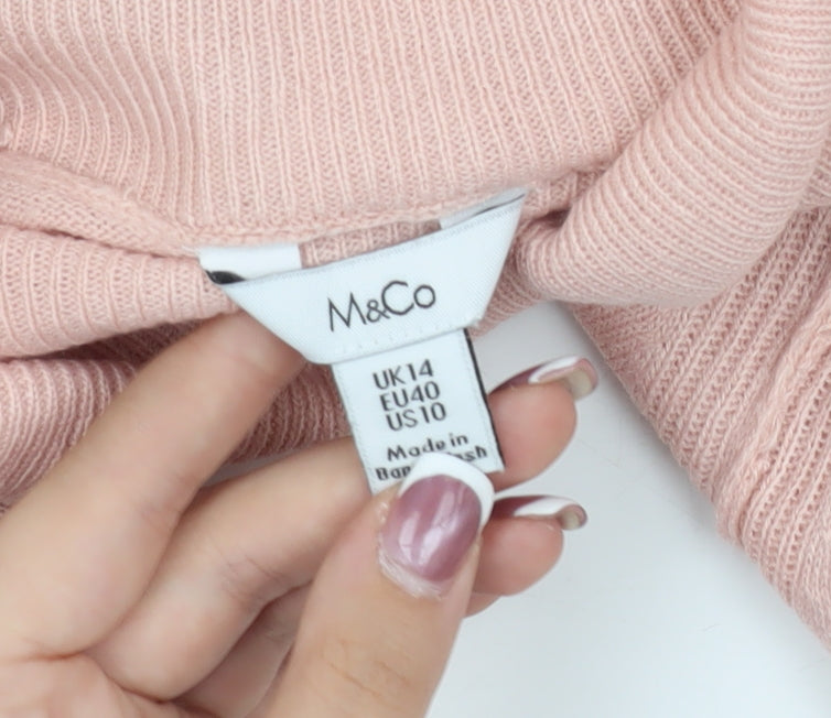 M&Co Women's Multicoloured High Neck Pullover Jumper Size 14