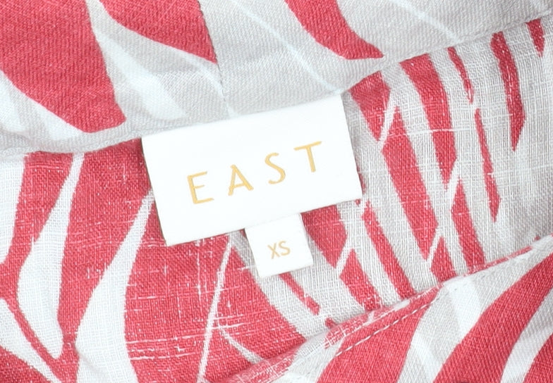 East Women's Red White Floral Linen Top XS