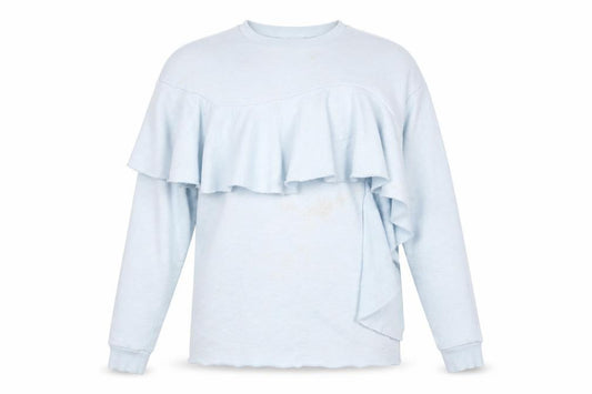 Zara Women's Blue Ruffle Sweatshirt, Size S, Spring Style