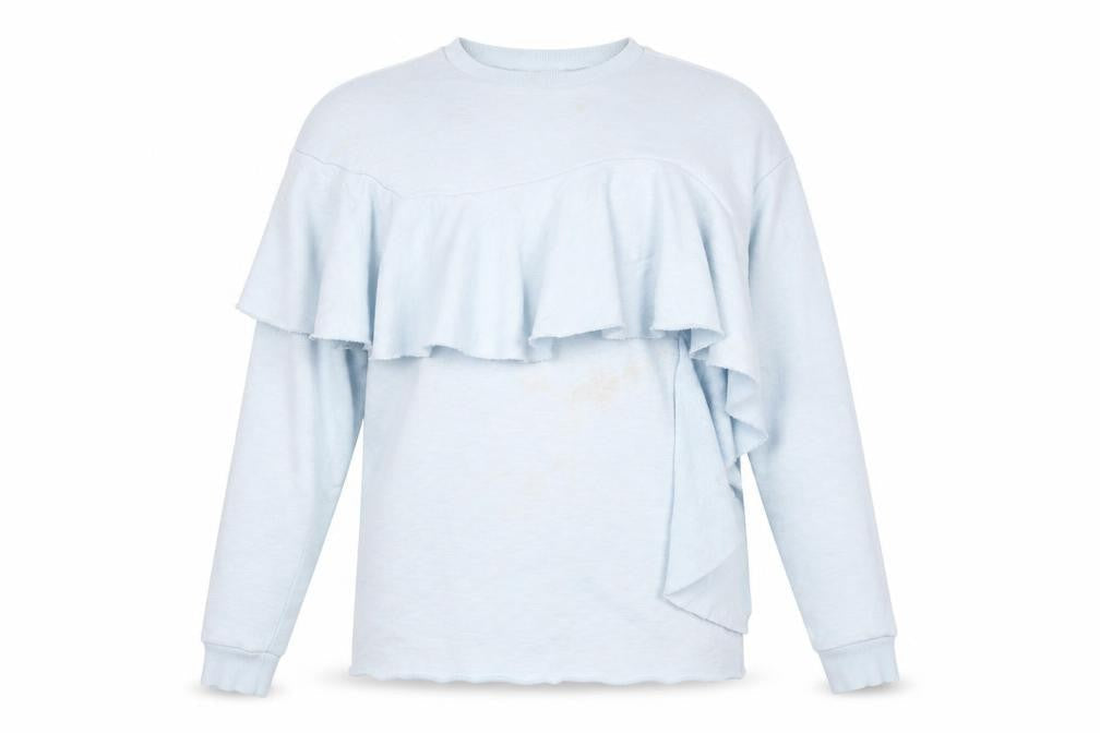 Zara Women's Blue Ruffle Sweatshirt, Size S, Spring Style