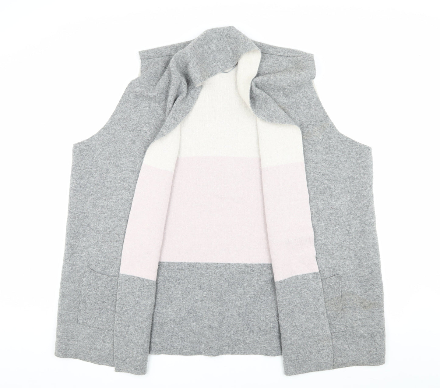 Bartolini Women’s Grey Sleeveless Knit Open Front Vest 2XS