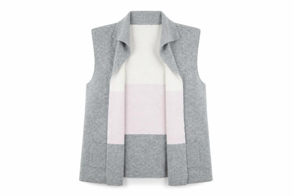 Bartolini Women’s Grey Sleeveless Knit Open Front Vest 2XS