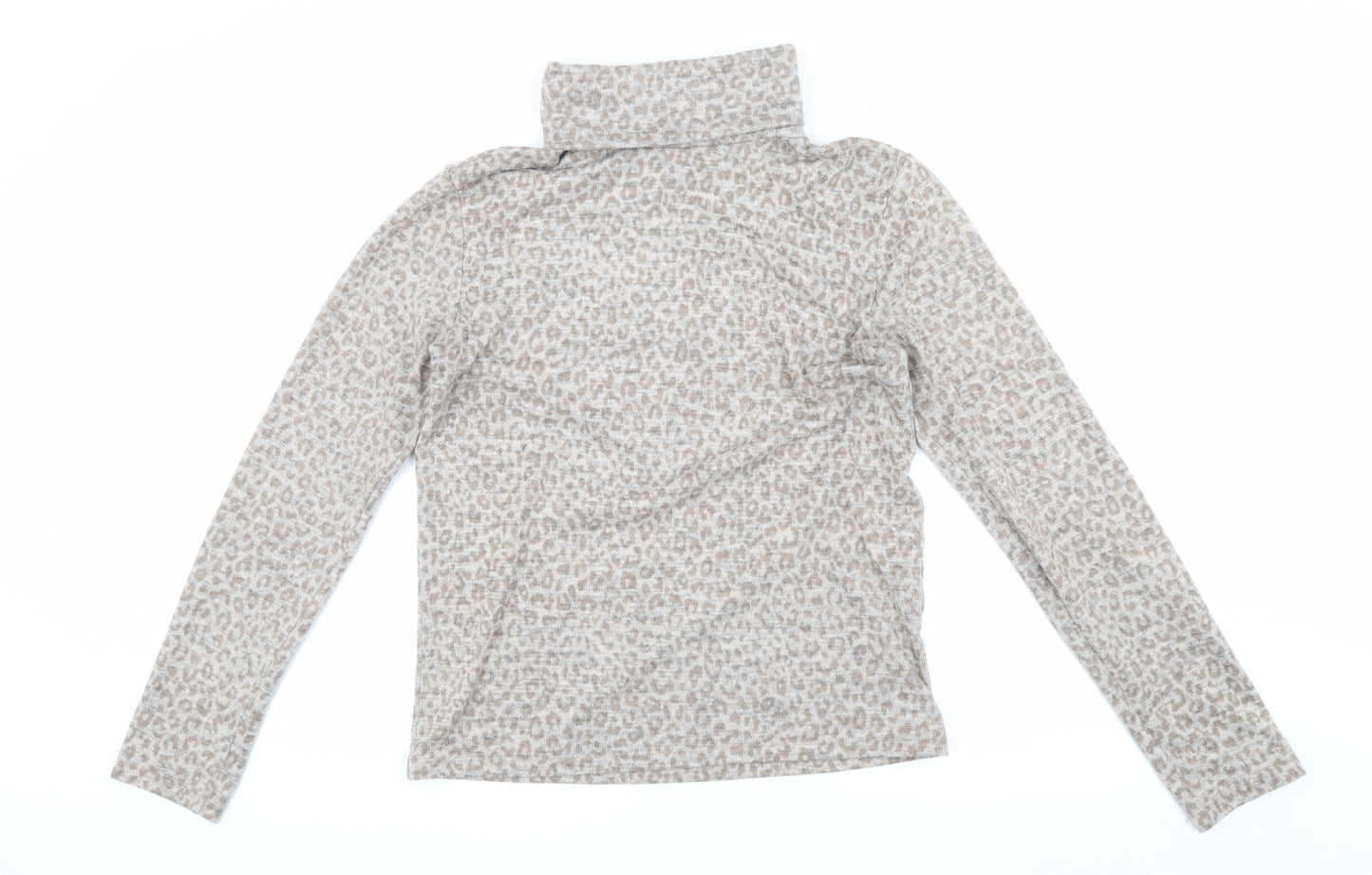 Zara Women's Grey Leopard Roll Neck Pullover Size 2