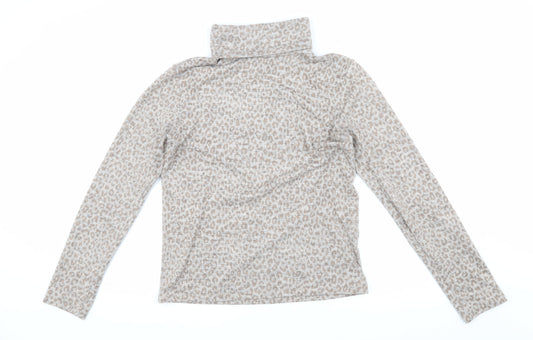 Zara Women's Grey Leopard Roll Neck Pullover Size 2