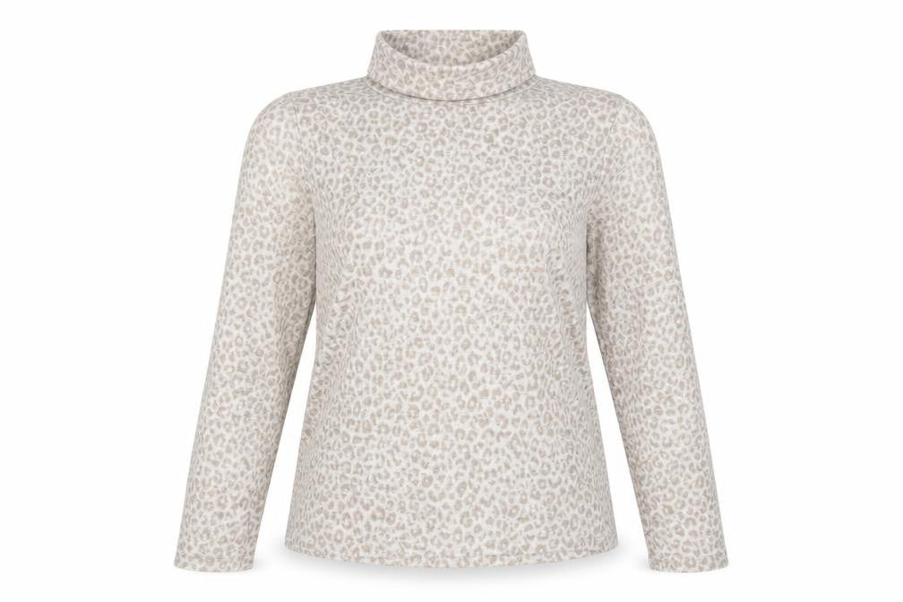 Zara Women's Grey Leopard Roll Neck Pullover Size 2