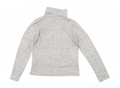 Zara Women's Grey Leopard Roll Neck Pullover Size 2