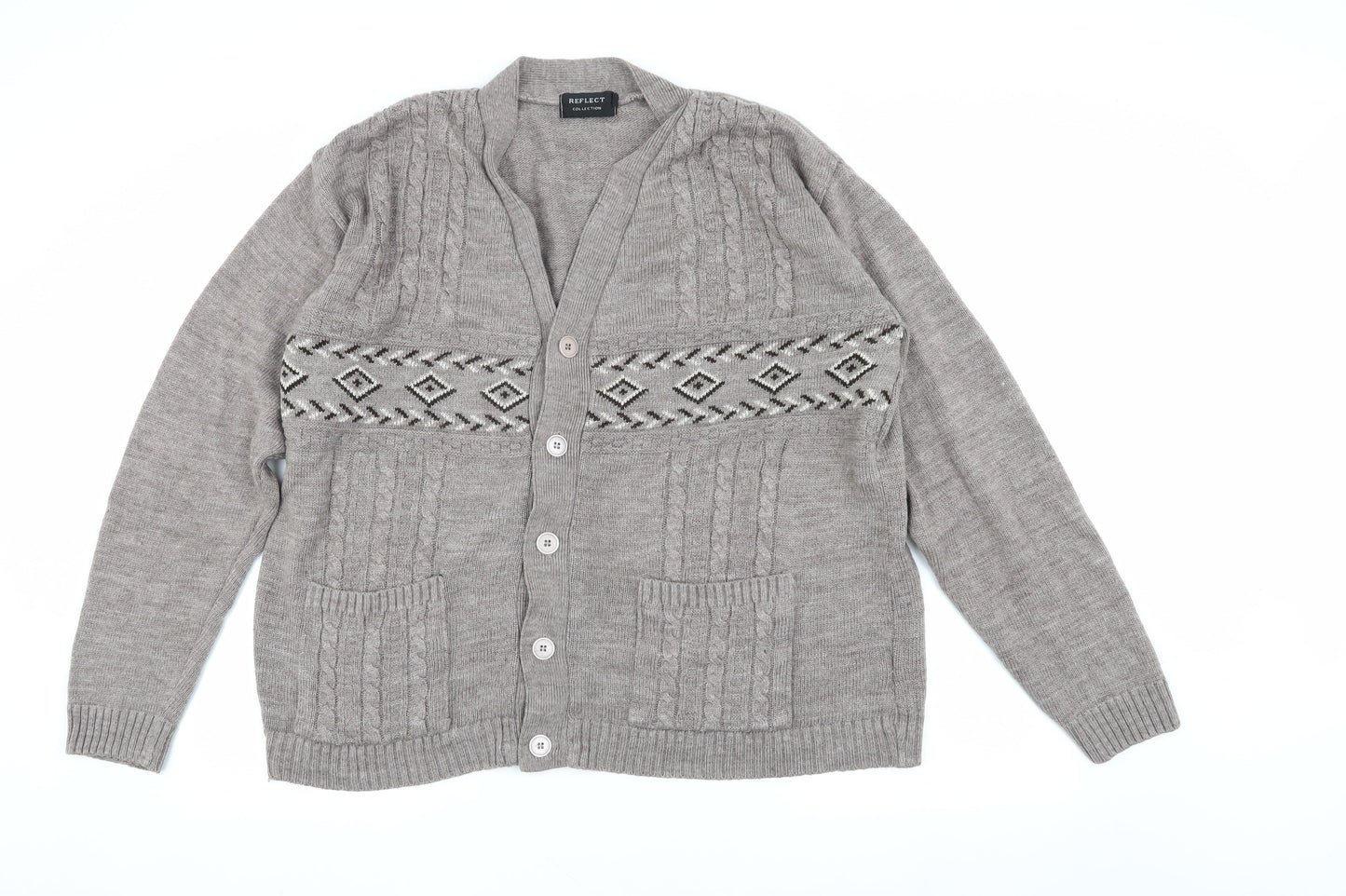 Reflect Women's Grey Geometric Cardigan 7XL