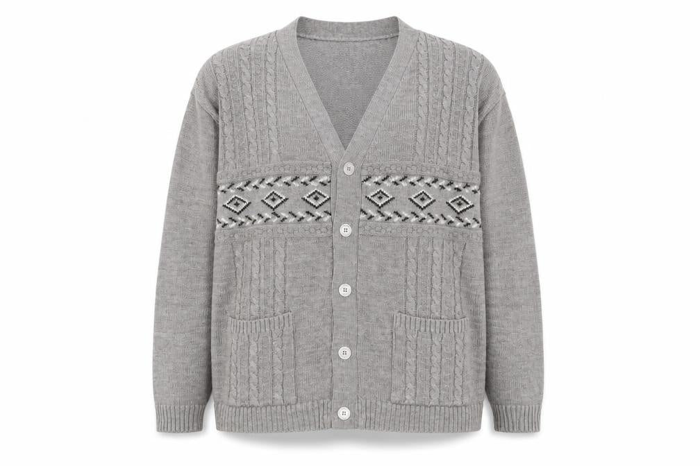 Reflect Women's Grey Geometric Cardigan 7XL