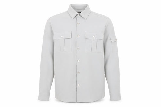 boohooMAN Mens Grey Long Sleeve Button-Up Shirt M