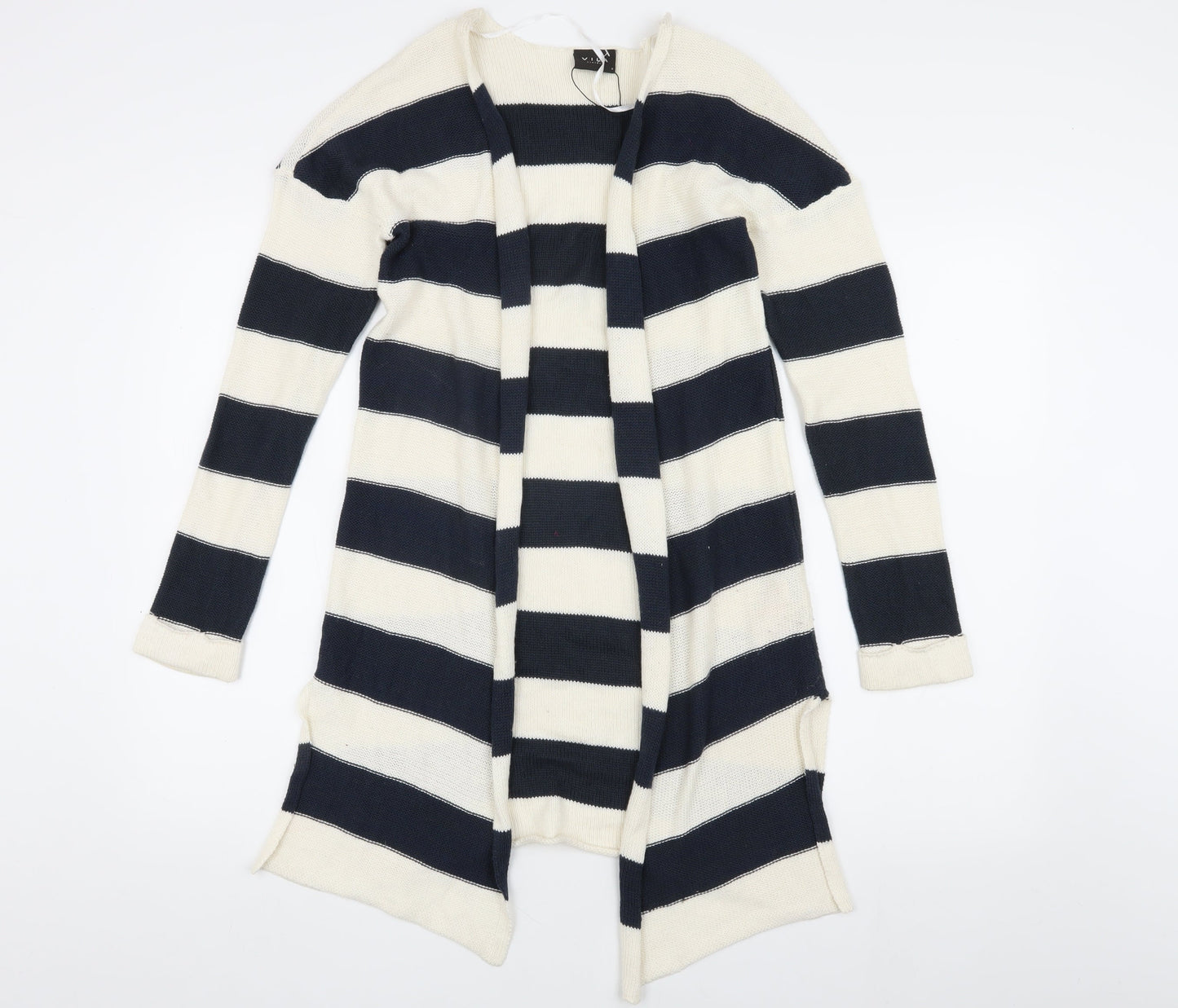 Vila Women's Multicoloured Striped Open Front Cardigan S