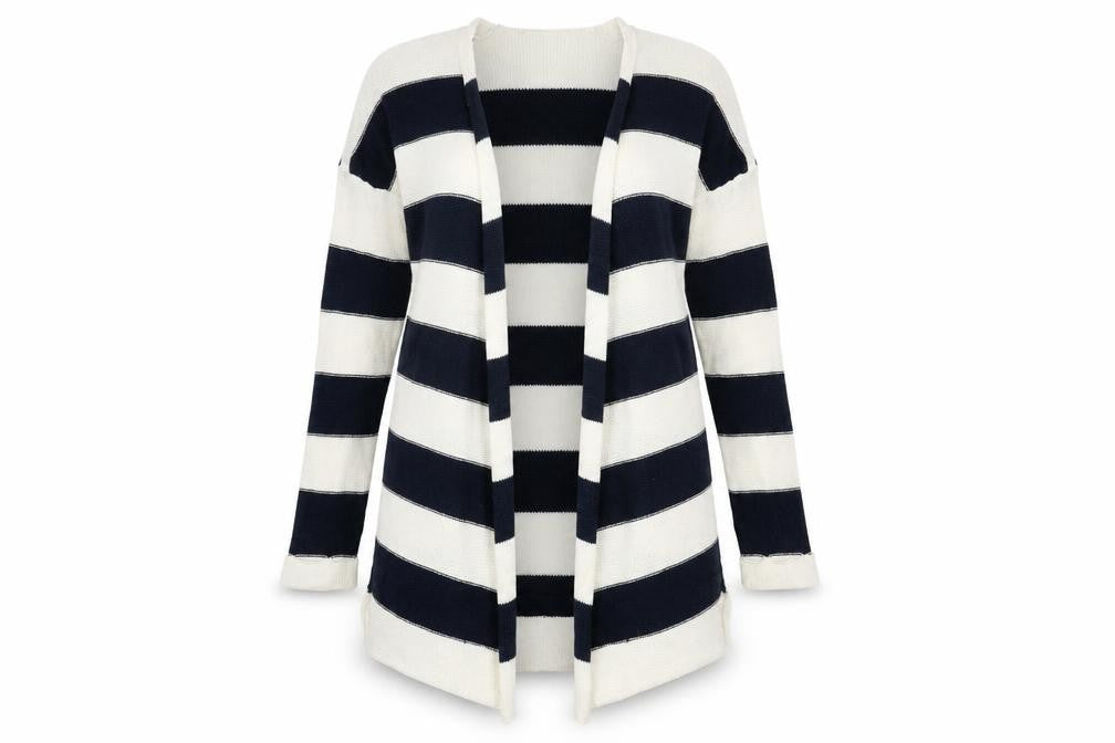 Vila Women's Multicoloured Striped Open Front Cardigan S