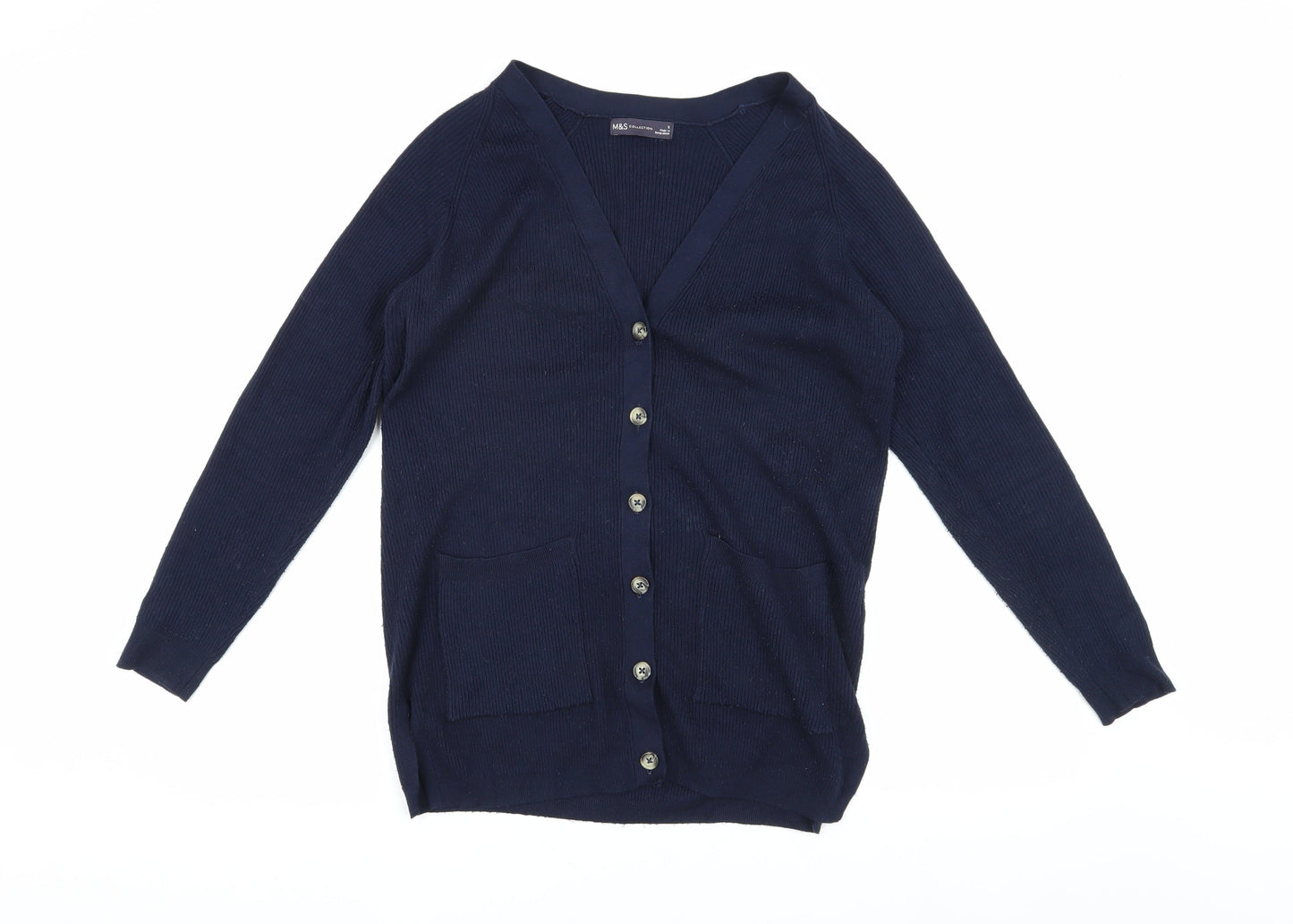 Marks and Spencer Women's Blue V-Neck Cardigan