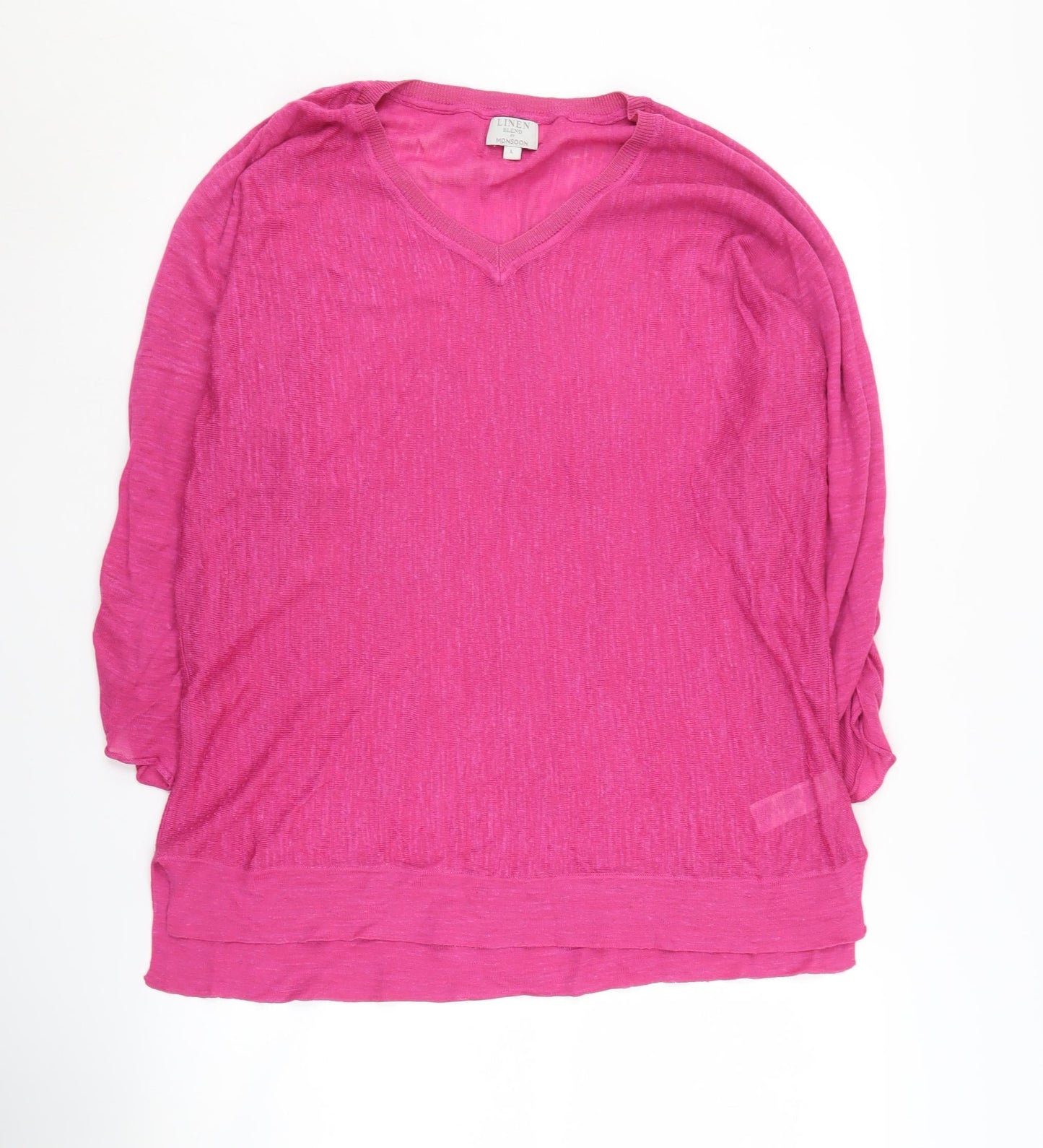Monsoon Women's Pink Pullover V-Neck Jumper - L