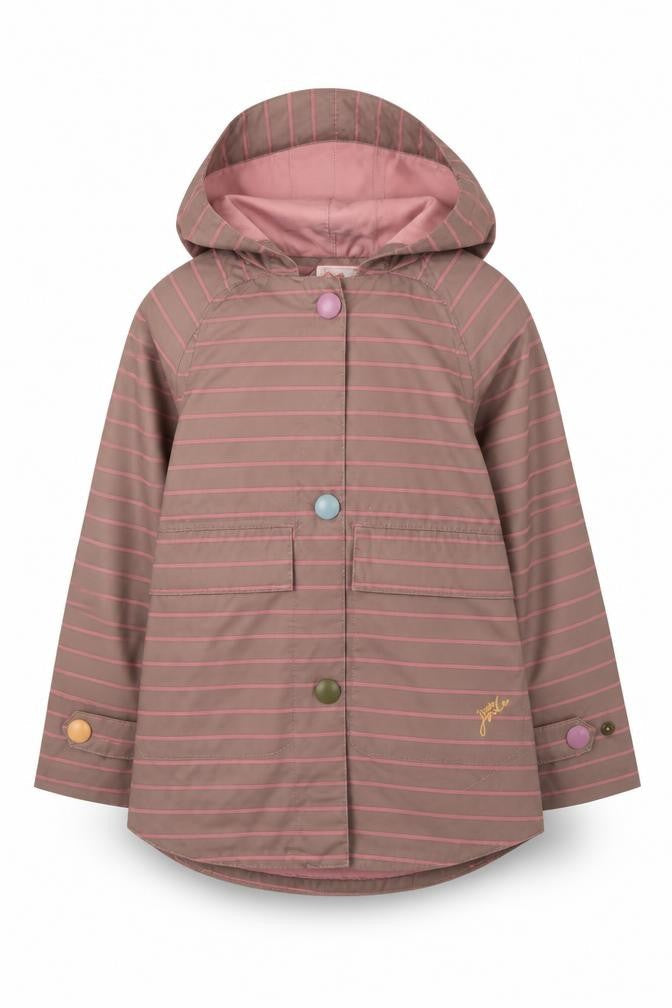 Joules Girls Striped Rain Coat, Brown, 2 Years, Hooded