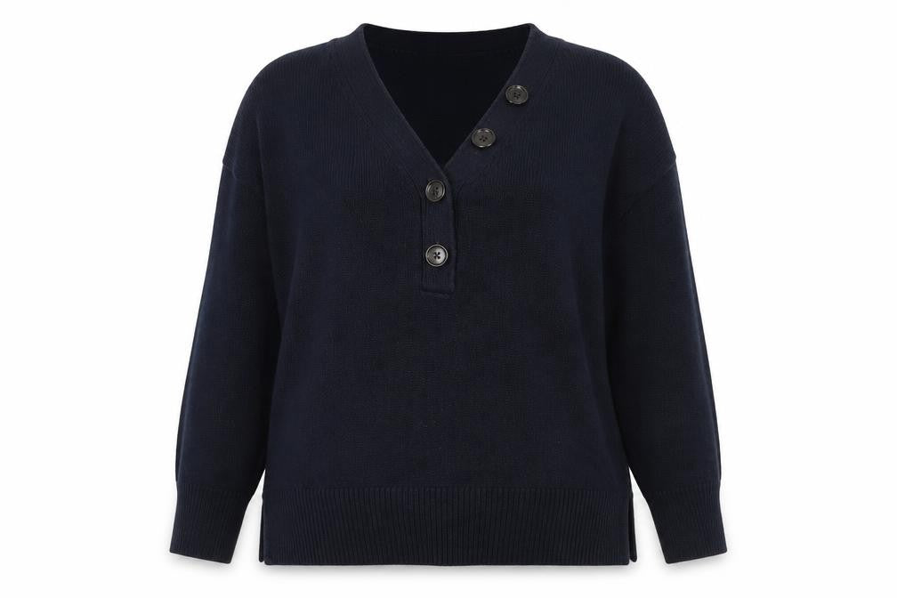 White Label Women's Blue V-Neck Long Sleeve Jumper, Size 8