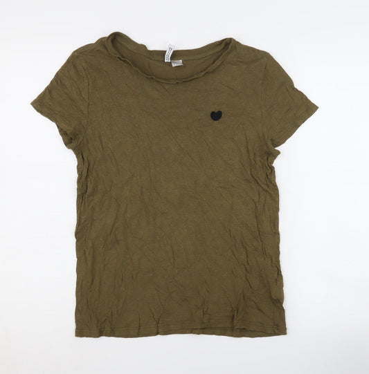 H&M Divided Women's Green Basic T-Shirt M