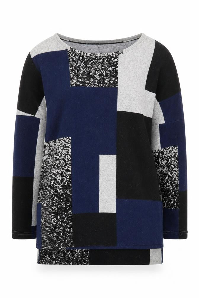 Apricot Women's Geometric Jumper, Size 8, Black/Blue