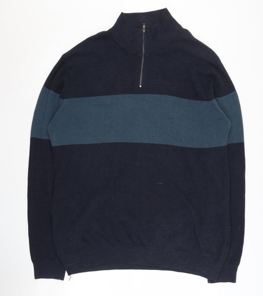 Lincoln Men's XL Blue Striped Pullover Jumper