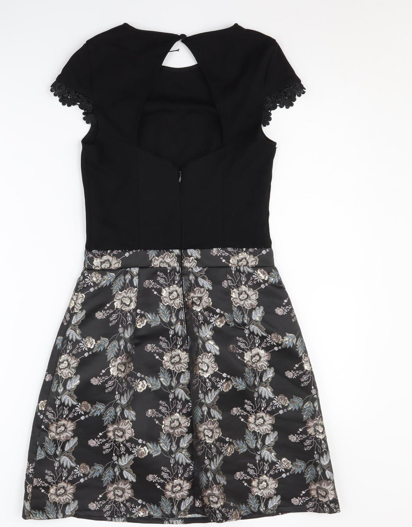 Lipsy Women's Black Floral A-Line Dress Size 6